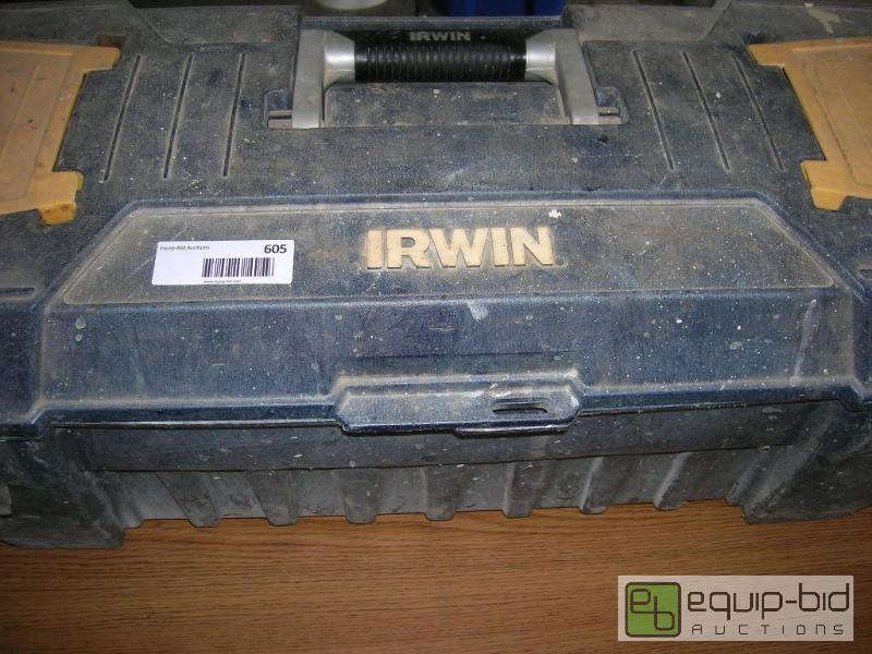 lot 605 image: Large Irwin Hard Plastic Tool Box Full of Tools #1