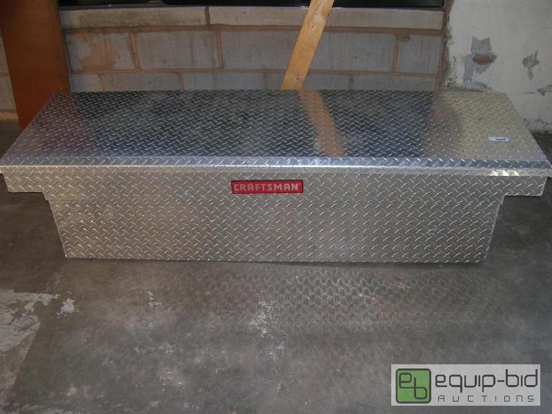 lot 608 image: Large 71 Wide Craftsman Diamond Plate Truck Bed Tool Box w contents