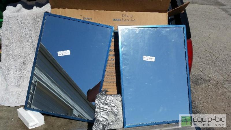 lot 132 image: Bobrick B-165 1624 Channel-Framed Mirror 16 x 22 ( BOX OF TWO ) NEW