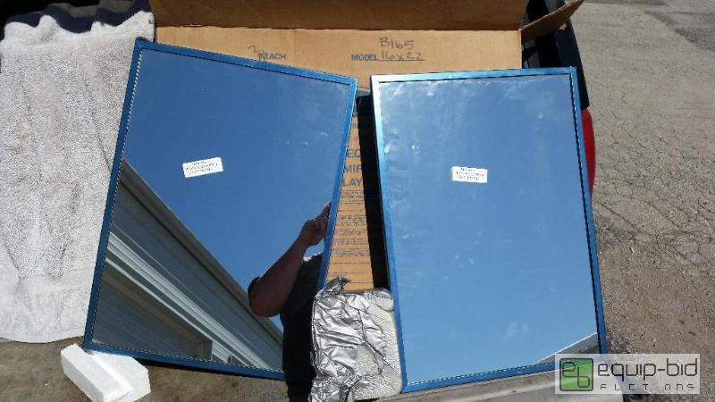 lot 133 image: Bobrick B-165 1624 Channel-Framed BATHROOM Mirrors 16 x 22 ( BOX OF TWO ) NEW