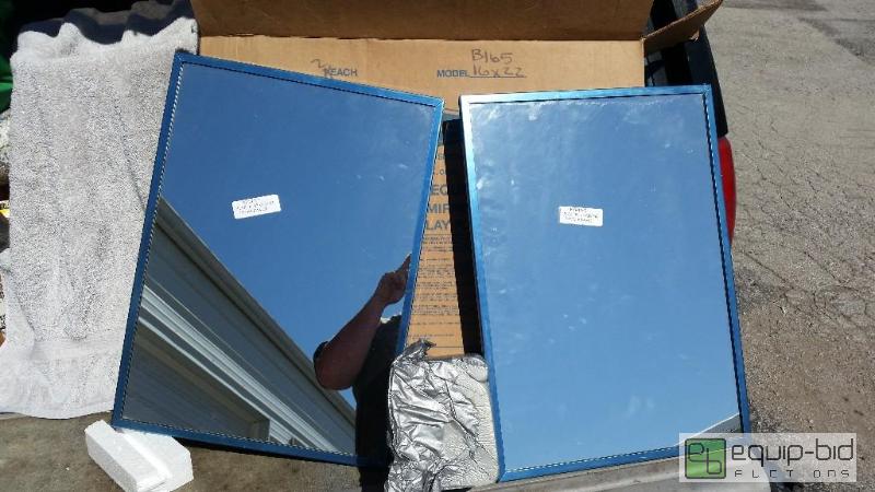 lot 134 image: Bobrick B-165 1624 Channel-Framed bathroom Mirrors 16 x 22 ( BOX OF TWO ) NEW