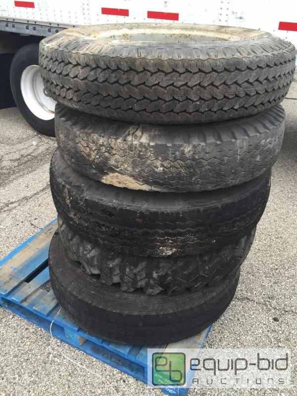 lot 2350 image: Lot of 5 Truck Tires   2 are size 8.25-20&nbs...