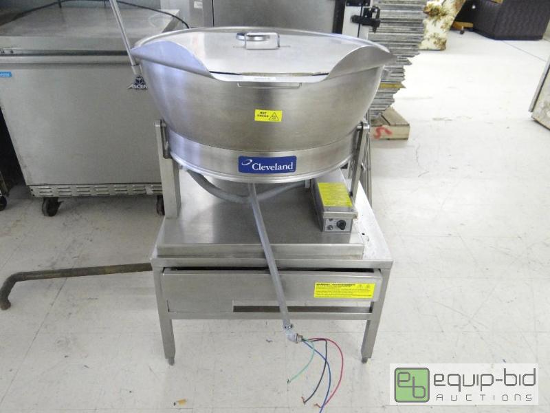 lot 106 image: Cleveland electric tilt skillet.  This comes ...