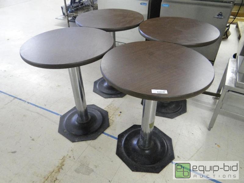 lot 109 image: Lot of 4 pedestal base dining tables with rou...