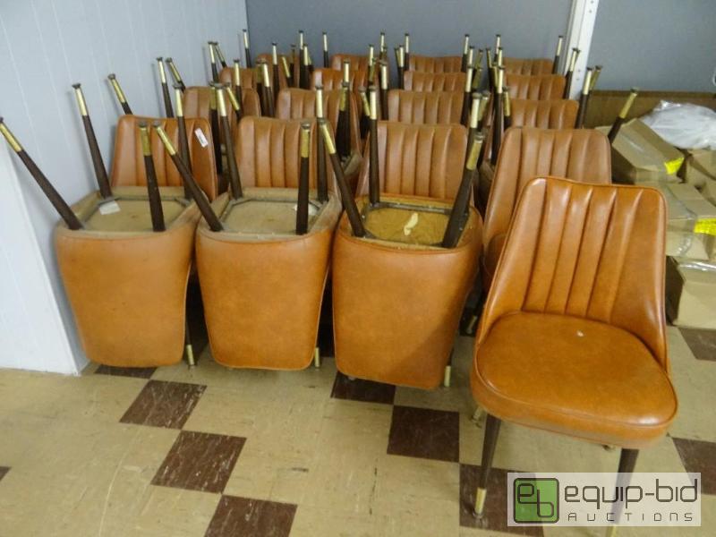 lot 130 image: Lot of 32 vintage style padded dining chairs....