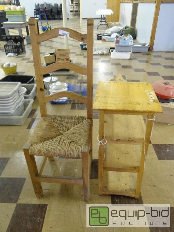 lot 194 image: Wooden chair and wooden stand....