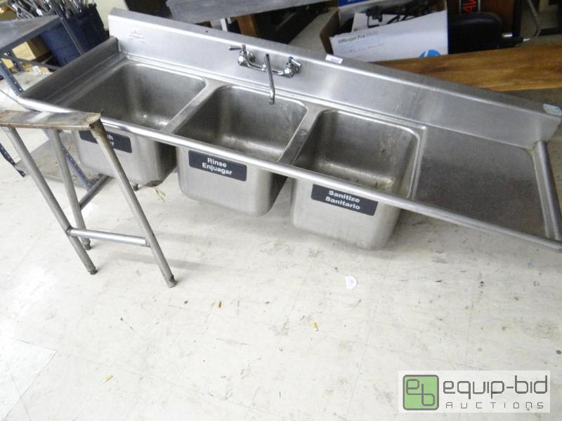lot 237 image: Lot of 2 ss 3 hole sinks.&nbsp   Both sinks...