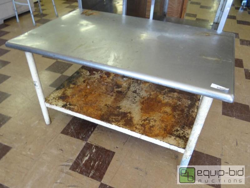 lot 383 image: Stainless steel table top with under shelf....