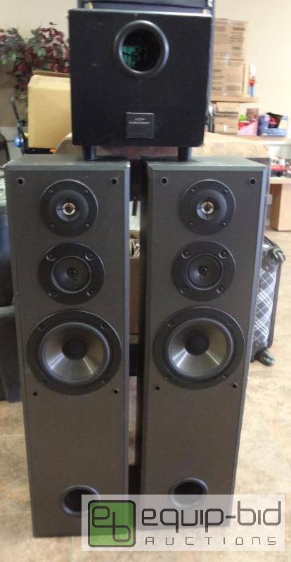 lot 36 image: Pair of Tower Speakers and Sub