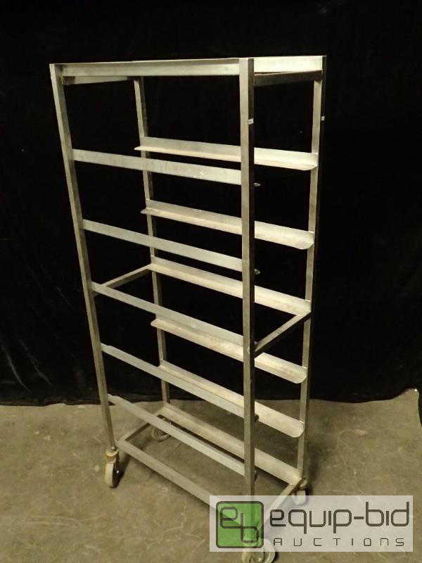lot 1089 image: Full Size Stainless Insert Rack On Casters