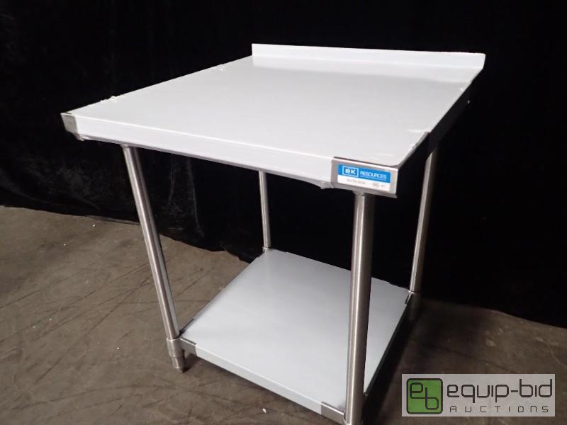 lot 7018 image: B and K Stainless Table with Under Shelf and Backsplash