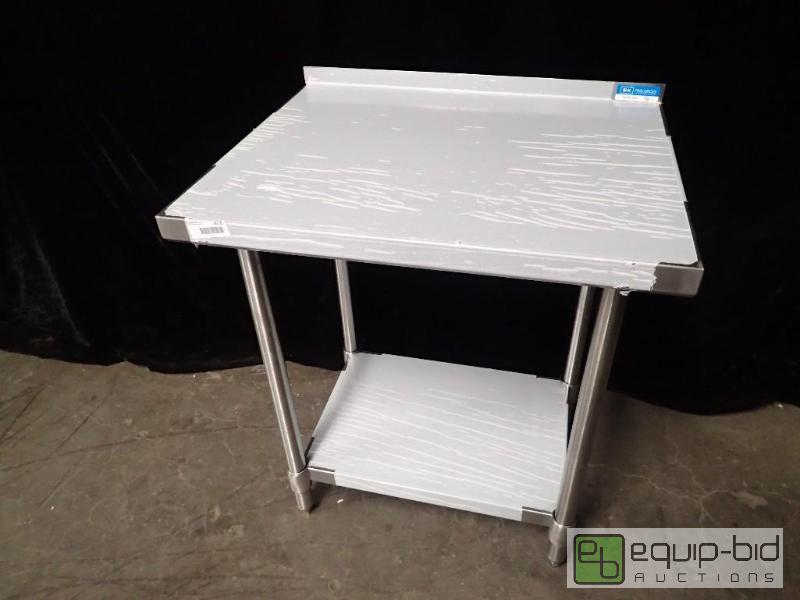lot 7020 image: B and K Stainless Table with Under Shelf with Backsplash