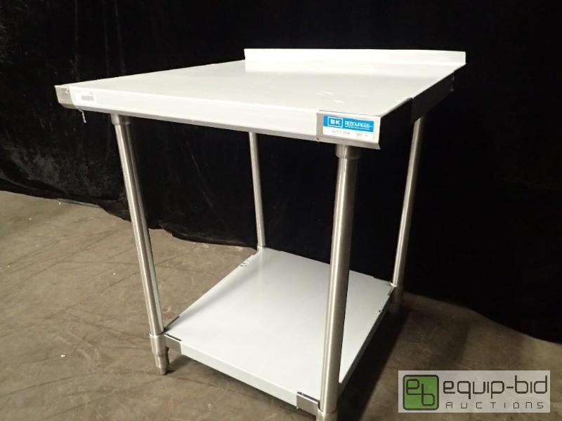 lot 7022 image: B and K Stainless Table with Under Shelf with Backsplash