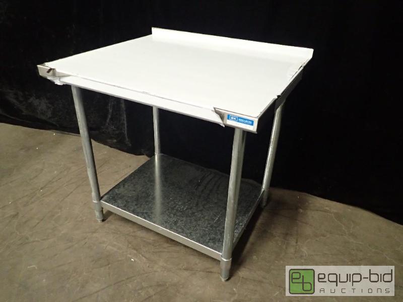 lot 7023 image: B and K Stainless Table with Under Shelf with Backsplash