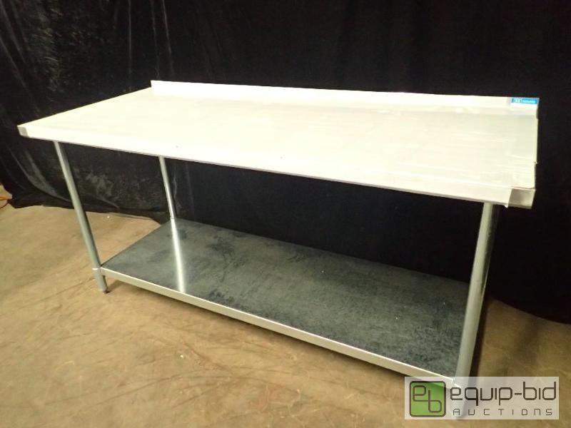 lot 7024 image: B and K Stainless Table with Under Shelf with Backsplash