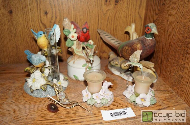 lot 756 image: Group Hummingbirds, Quail, Music Boxes, Etc.