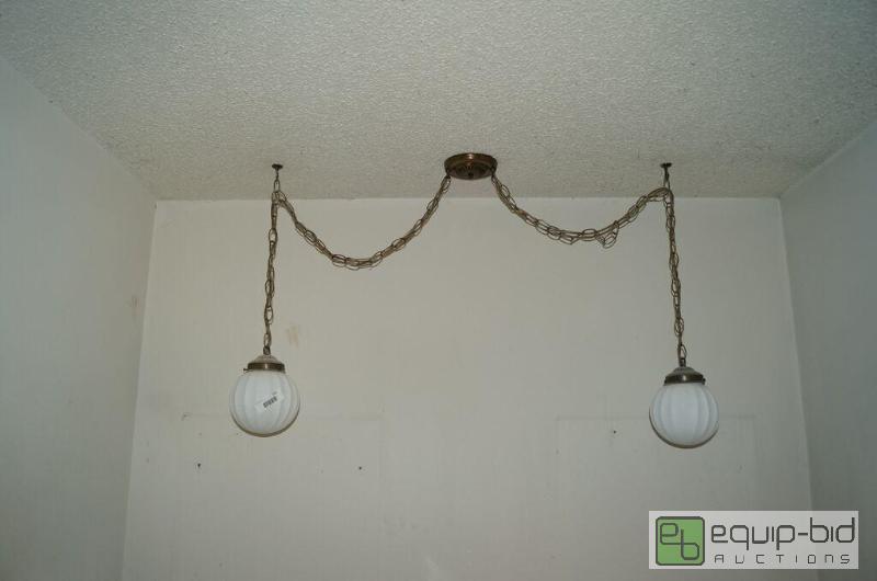 lot 772 image: Duel mid century modern glass shade hanging s...