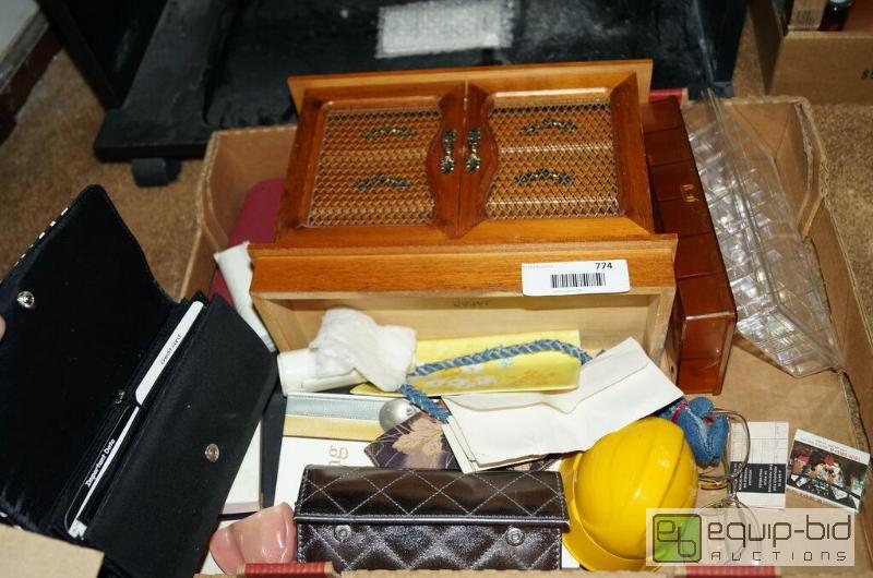 lot 774 image: Large Lot Wooden Jewelry Box, Vintage Items, Jewelry, Avon and more
