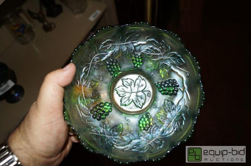 lot 801 image: Group 2 Carnival Glass - Green & Marigold iris & herringbone