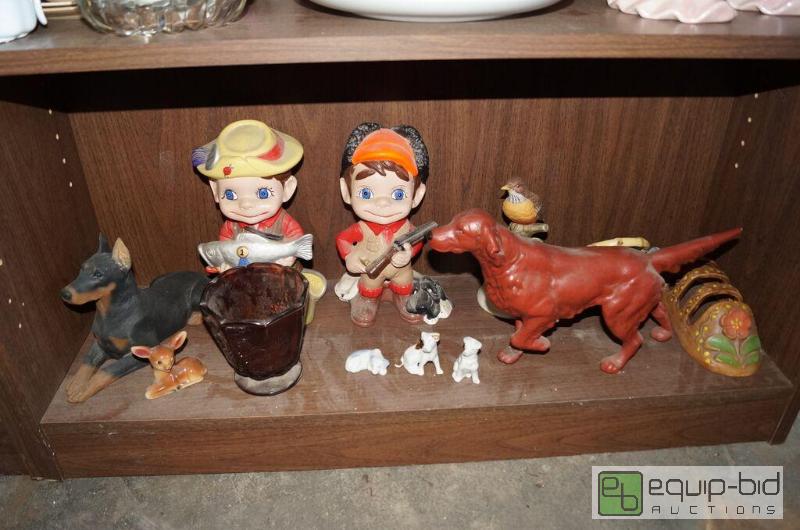 lot 8066A image: Large Vintage Group including Dog Figurines, Taco Holder, Glassware
