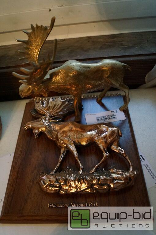 lot 808 image: Group 2 Moose - 1 Solid brass & plaque