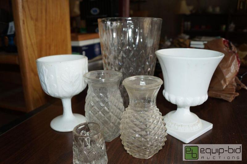 lot 8133 image: Group Clear, Milk Glass & Crystal