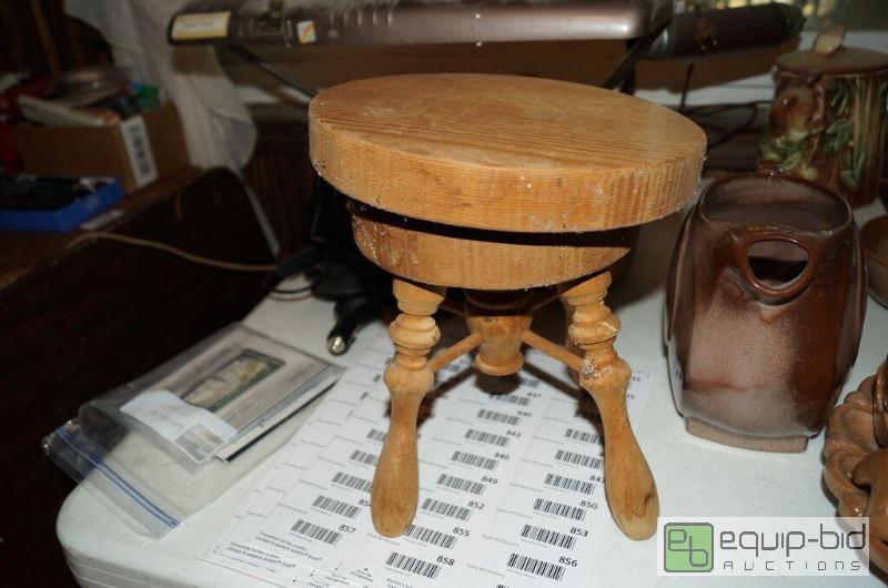 lot 8185 image: Primitive Folk Art Organ or Piano Stool - Solid Wood