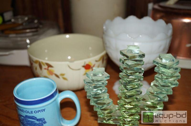 lot 819 image: Group includes Jewel Tea Bowl, Crystal Cactus, Grand Ole Opry Stein, Milk Glass, More