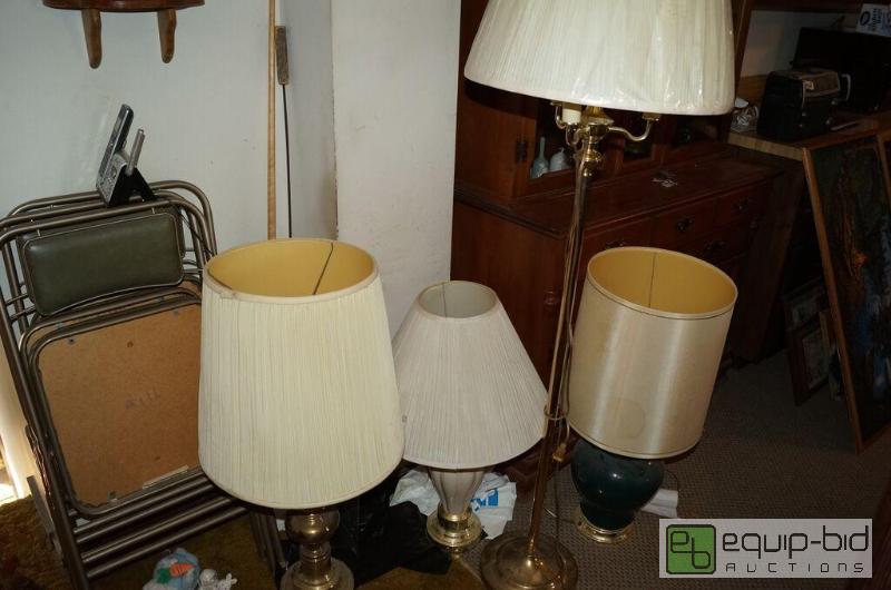 lot 8196 image: Group of Vintage Brass & Ceramic Table  Floor Lamps includes STIFFEL