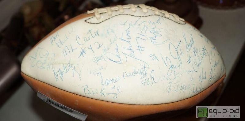 lot 823 image: Vintage Team Signed Leather Wilson Football