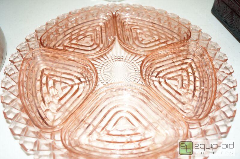 lot 831 image: Pink Depression Glass Moderne Miss America Pattern Centerpiece