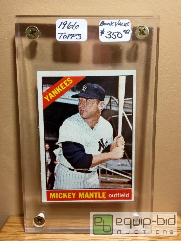 lot 1001 image: 1966 TOPPS MICKEY MANTLE - BOOK VALUE $350 -RARE VINTAGE MICKEY MANTLE OFFERING - WE NEVER GET THESE