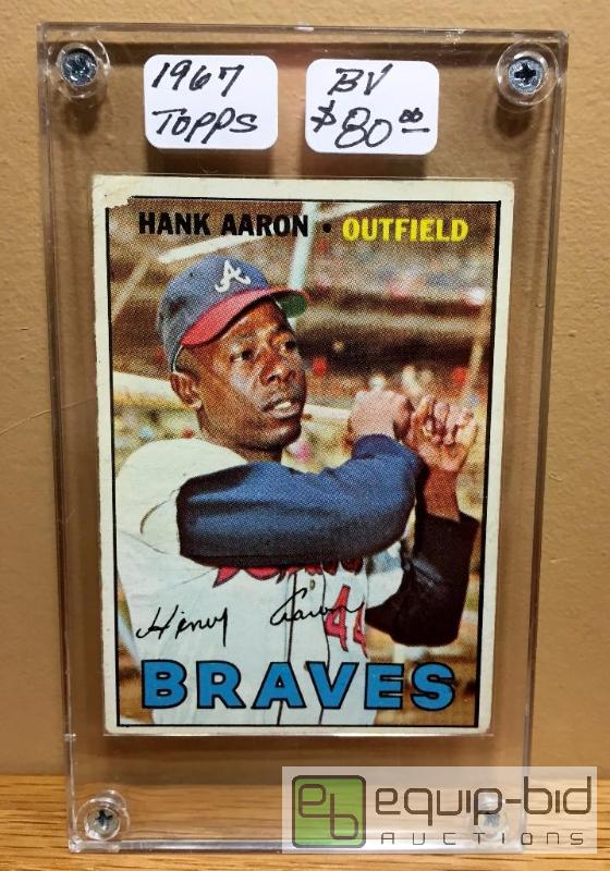 lot 1010 image: 1967 TOPPS HANK AARON - BOOK VALUE $80 - BEAUTIFUL VINTAGE CARD OF ONE OF THE GREATEST OF ALL TIME