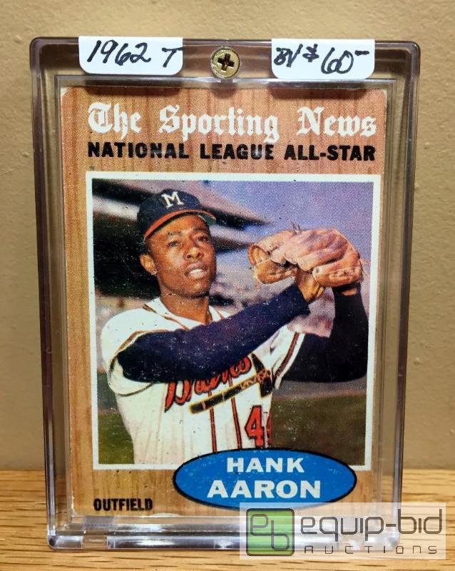 lot 1012 image: 1962 TOPPS HANK AARON BOOK VALUE $60 - EXTREMELY RARE VINTAGE CARD OF THE HOME RUN LEGEND