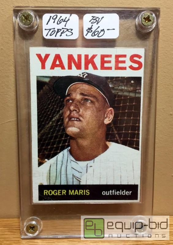 lot 1013 image: 1964 TOPPS ROGER MARIS - BOOK VALUE $60 - MARIS IS ONE OF THE MOST COLLECTED PLAYERS EVER - RARE