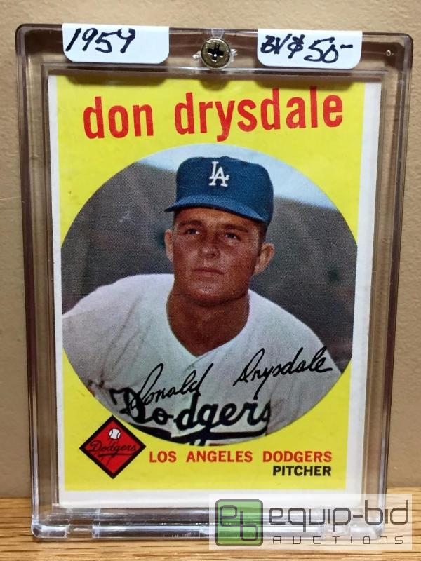 lot 1015 image: 1959 TOPPS DON DRYSDALE - BOOK VALUE $60 LEGENDARY HALL OF FAMER VINTAGE CARD - DONT MISS OUT