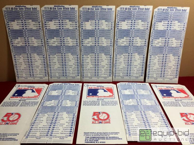 lot 1057 image: (10) 1979 MLB OFFICIAL - AUTHENTIC BASEBALL ALL STAR BALLOTS - INCREDIBLE - UNUSED  36 YEARS OLD