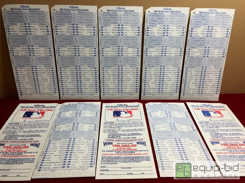 lot 1058 image: (10) 1981 MLB OFFICIAL - AUTHENTIC BASEBALL ALL STAR BALLOTS - INCREDIBLE - UNUSED  34 YEARS OLD