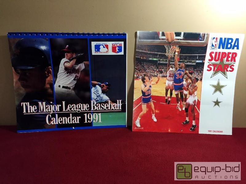 lot 1066 image: (2) LARGE 1991 SPORTS CALENDARS - HUGE STARS INCLUDING MICHAEL JORDAN AND BO JACKSON - MUST SEE PICS