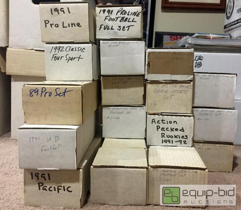 lot 1074 image: HUGE FOOTBALL CARD SET LOT OF 17 COMPLETE SETS - LOADED W ROOKIES & STARS BOOK VALUE OVER $350