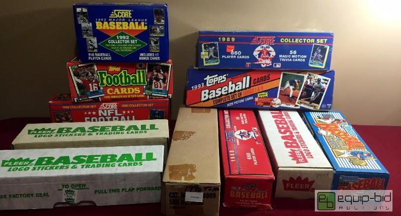 lot 1075 image: HUGE BASEBALLFOOTBALL LOT OF 11 FACTORY SETS - COMPLETE SETS ROOKIES & STARS BV OVER $250