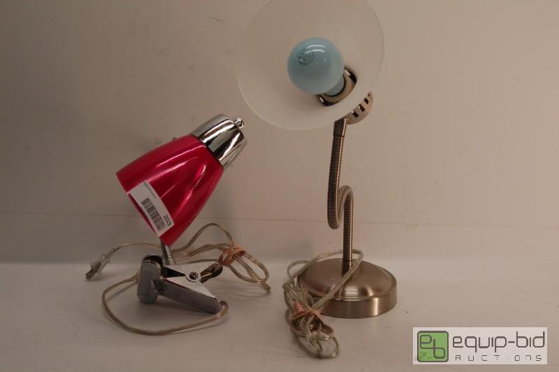lot 2023 image: LOT OF 2 DESK LAMPS (PINK WHITE)