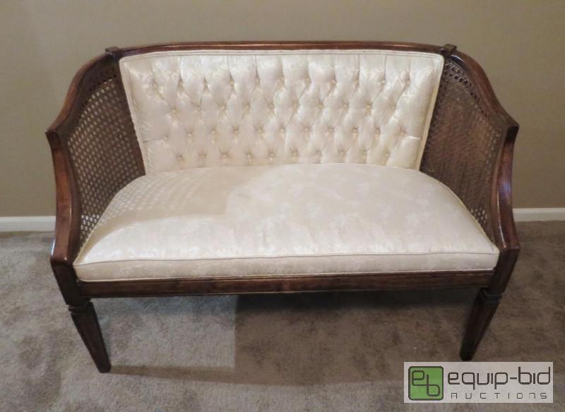 lot 19 image: Vintage Setee with Tufted Back and Wicker Rush Sides