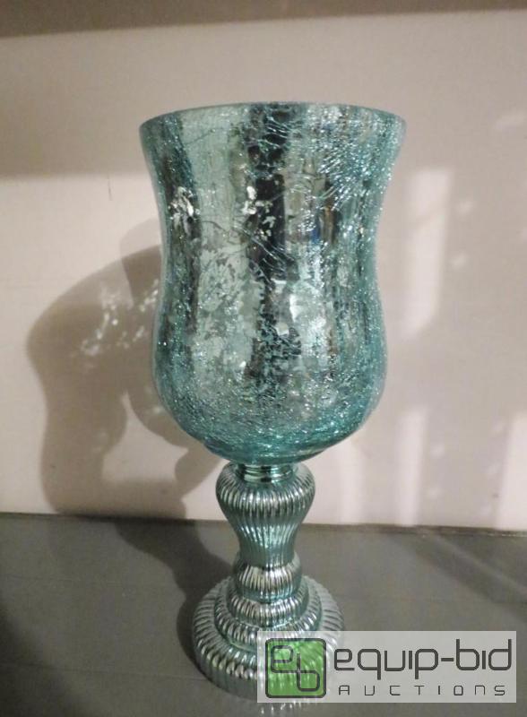 lot 68 image: Blue Mercury Glass Hurricane
