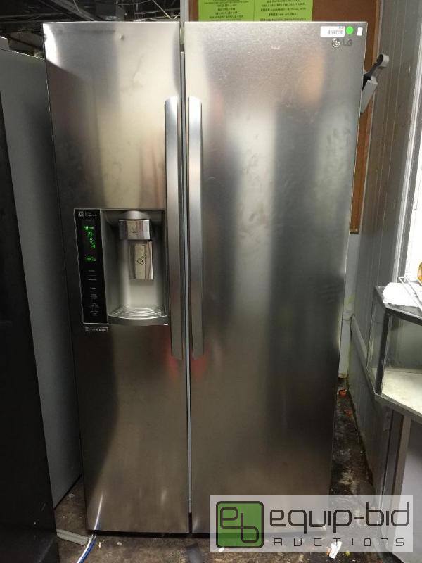 lot 1043 image: NEVER USED LG 26 cu.ft. Ultra Large Capacity Side-By-Side STAINLESS Refrigerator