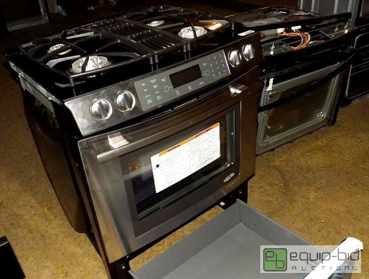 lot 159 image: Jenn-Air 30 Stainless Steel Slide-In Gas Downdraft Convection Range - MSRP $2,699