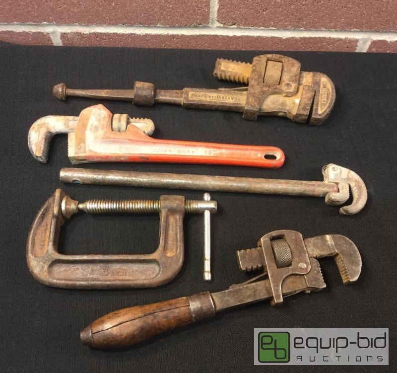 lot 1015 image: Pipe Wrenches and Basin Wrench  Includes 10&...