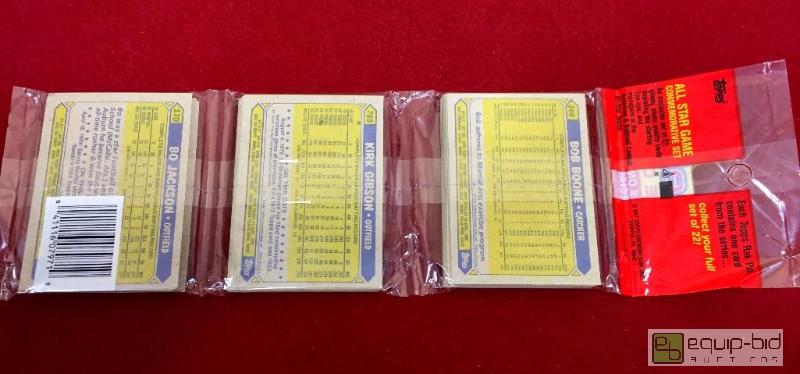 lot 1003 image: EXTREMELY RARE 1987 TOPPS BASEBALL RETAIL RACK PACK W BO JACKSON ROOKIE SHOWING ON BACK - MUST SEE