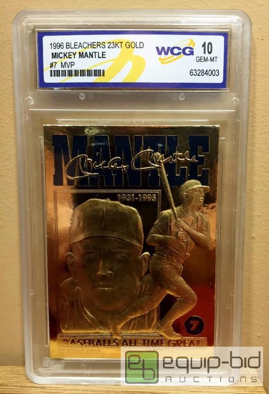 lot 1017 image: MICKEY MANTLE 1996 23KT Gold Card Baseballs All-Time Great Graded GEM MINT 10 - GRADED VALUE $125