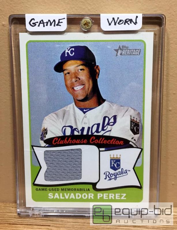 2014 TOPPS SALVADOR PEREZ AUTHENTIC GAME USED JERSEY CARD - MUST SEE!, AMAZING SPORTS CARD & COLLECTIBLES AUCTION - GRADED CARDS - AUTOGRAPHS -  ROYALS - 23 KT. GOLD CARDS - STAR WARS - ELVIS & MORE!!!